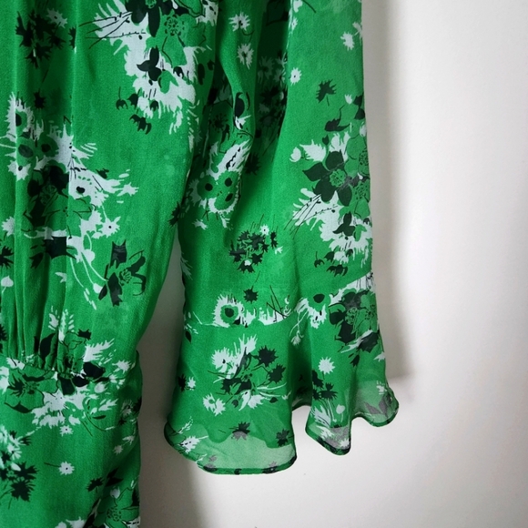NWT Veronica Beard | 100% Silk Sean Floral Mini Dress in Green Multi - Size 8 - Picture 10 of 13